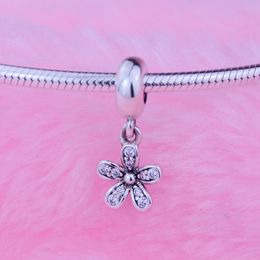 Loose beads Fits for Pandora Style Bracelets 925 Sterling Silver Beads Daisy Silver Dangle With Cubic Zirconia for women wholesale