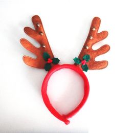 New Christmas Reindeer Headband Cosplay Ornaments Red Reindeer Antler Headband Santa Hat for Christmas Day wen4539