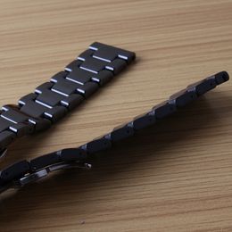 Black polished and matte watchband ceramic Watches Men Women Accessories fashion bracelet with butterfly buckle 20mm 22mm fit Smar245Y