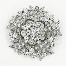 Vintage Silver Rhodium Plated Stunning Clear Crystal Rhinestone Luxury Big Snowflake Brooch Wedding Flower Brooch Pin For Bridal