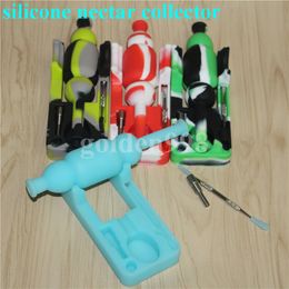 smoking wholesale Silicon Nectars kits with 10mm joint Ti Nail nectar oil rigs glass bongs silicone water Pipe