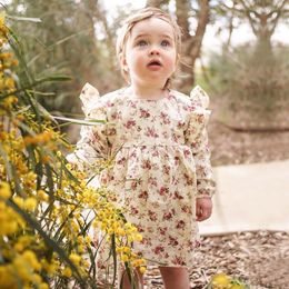 2018 Children Clothing Baby Girl Clothes Spring Autumn Long Sleeve Retro Floral Girls Dresses Girls Boutique Clothing Kids Toddler Clothing