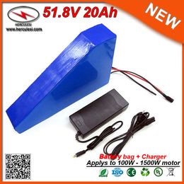 14S8P Cells Triangle 51.8V 20Ah Electric Bike Li Ion Battery Pack 1500W Ebike Giant Bicycle LIthium Battery with 2A Charger