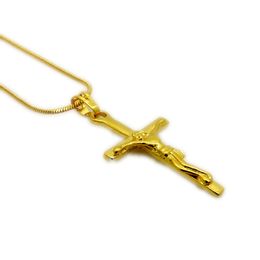 Small Smooth Crucifix Pendant 18k Yellow Gold Filled Cross Pendant Chain