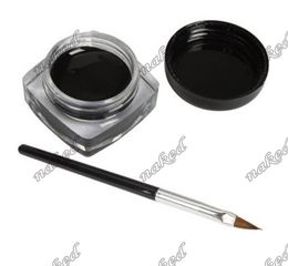 no logo black eyeliner cream with brush Solid Eyeliner gel with free brush cheap price print you own logo .