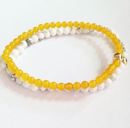 SN0147 New mens bracelet set Yellow Stone White Turquoise 4mm stone bead bracelet men2016 Free Shipping