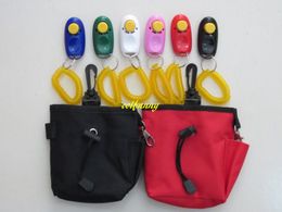 20sets/lot Fast shipping Dog Pet Puppy Obedience Agility Bait Training Food Treat Pouch Bag Snack Reward Waist Bag with clicker