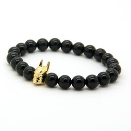 10pcs/lot 8mm A Grade Black Onyx Stone Fashion Roman Knight Bracelet Fine Men Women Party Gifts