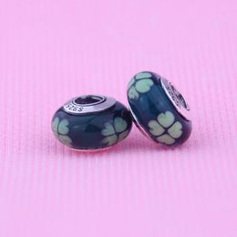 Green Authentic 925 Sterling Silver loose beads DIY Thread Murano Glass Beads Charms Fit for Pandora Bracelets & Necklaces Wholesale 1pc/lot