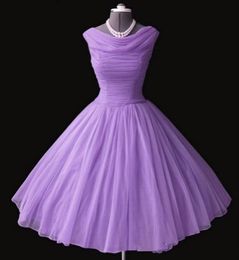 In Stock New Charming Purple Short Prom Dresses A-Line Homecoming Sheath Sleeveless Formal Evening Party Gowns QC194