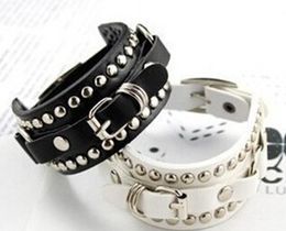 Leather Rivet Charm Bracelet For Women Punk Vintage Bangle Girlfriend Wide Bangle Jewelry Halloween Christmas Gift