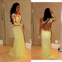 Stunning Lace Evening Dresses Applique Sexy Backless Prom Dress Arabic Dubai Kaftan One Shoulder Party Gowns Saudi Arabian Abaya robe de