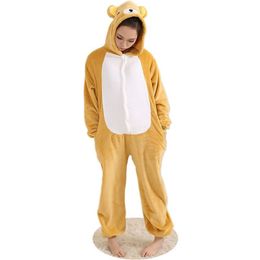 new Adult Rilakkuma Costume Onesies Brown Relax Bear Cosplay Pajamas Jumpsuit Animal Sleepwear One Piece Cartoon Rilakkuma Halloween Costume