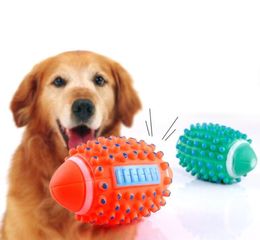 pet dog toy balls rubber squeaky rugby ball rubber interactive dog ball Dog Playing training Chewing ball Tooth safety teeth Cleaning Balls