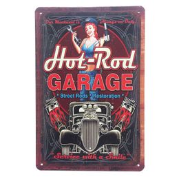 -Hot Rod Garage Retro Vintage Metall Blechschild Poster für Mann Cave Garage Shabby Chic Wandaufkleber Cafe Bar Wohnkultur