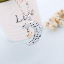 Fashion Moon Star Necklace I Love You To The Moon And Back Pendant Necklaces Silver Plated Necklaces For Unisex