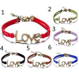 2016 Vintage LOVE Leather Bracelets 6 Colours Bronze multilayer woven Charm Bracelet For men&women Fashion DIY Jewellery Bracelets