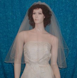 Top Quality Best Sale Cheap Romantic Fashion Designer Two Layer Elbow Length Bridal Veil With Pencil Edge Wedding Veils Bridal Accessories