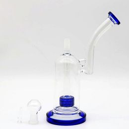 water tire Australia - Royal Blue Hookahs Glass water pipes Joint Size 14.4mm glasss bong bubbler Tire Perclator recycler two function dab oil rigs Glass Bongs