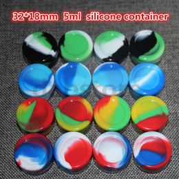 wholesale 5ml silicone container 100% Food-grade Silicone Nonstick Wax Containers 32*18mm Silicone Cases In dry herbal E Cigarettes