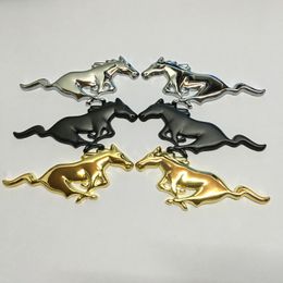 2pcs Car Metal Horse logo badge emblem sticker size 75x28 -1mm Colour silver Black Gold fit for USA cars Ford series Mustang an206B