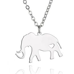 Elephant Pendant Necklace Stainless Steel Animals Charm Link Chain Jewelry for Women and Men Children Gifts Wholesale