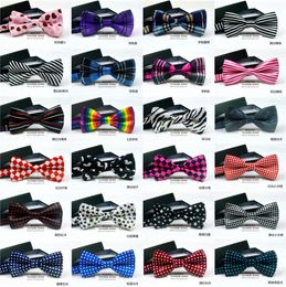 grid bow tie 34 Colours 12*6cm Children's bowties Adjust the buckle Leopard grain Colour bowknot Occupational bowtie for Father's Day necktie