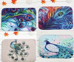 40*60cm Peacock Series Bath Mats Anti-Slip Rugs Coral Fleece Carpet For For Bathroom Bedroom Doormat Online