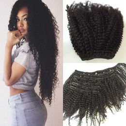 Clip In Hair Extensions Brazilian Hair Afro Kinky Curly Clip In afro Hair Extensions 7PCS/Set 120G Kinky Curly Clip Ins