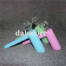 Newest Two Functions silicone Hammer Percolator Bubbler Water Pipe silicone Smoking Pipes Tobacco Pipe Bong With 18.8MM Joint