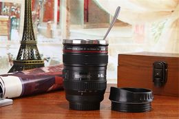 Wholesale 400ML Stainless steel Coffee Cup Thermos Camera Lens Mug for Coffee Milk Tea