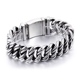 Silver 145g Heavy Stainless Steel Biker Cuban Curb Link chain Bracelet Smooth Men's 22mm 8.66'' Huge