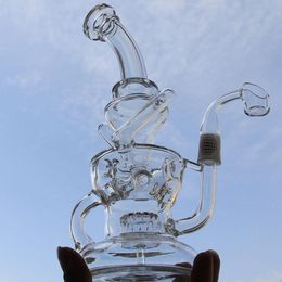 Klein bong New arrival glass water pipes with quartz banger nail, egg glass bongs Recycler gear perc 14mm joint