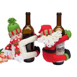 Christmas Santa Claus Snowman Hold The Bottle Deluxe Wine Bottle Cover Holiday Festival Party Decoration Wine Bottle Wrap
