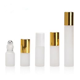 3ml 5ml 10ml Small Empty frosted Glass Perfume Roll On Roller Bottles With Silver Cap Refillable Bottle Makeup Tools F20172319