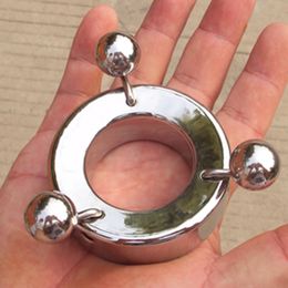 penis cock rings adult sex toys three stainless steel ball clamping device scrotum bondage lock dick rings