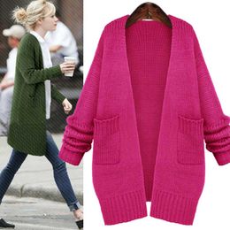 Wholesale- 2015 autumn sweater outerwear women's fashion medium-long loose plus size long-sleeve sweater female cardigan