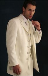 New Design Ivory Groom Tuxedos Groomsmen Best Man Suits Mens Wedding Blazer Suits (Jacket+Pants+Vest+Tie) NO:538