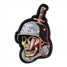 Impaled Skull Combat Soldier Patch, Death Before Dishonour Embroidered Iron On Patches 3*4 INCH Free Shipping