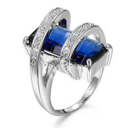 독특한 망 여자 반지 세 가지 색상 925 스털링 실버 런던 블루 토파즈 핑크 토파즈 Morganite 보석 결혼 반지