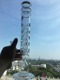 Real Image 15.8inch Thick Glass Hookahs Straight Tube Tall Bongs Showerhead Perc Full Holes Smoking Pipe Water Pipes Rig with 18mm Joint