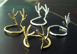 10PCS/lot 2015 Fashion 18k gold plated silver plating ring Big antlers rings for women wholesale and Blend Color free shipping
