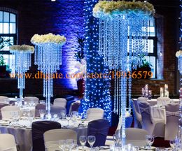 Crystal hanging Chandelier Centrepiece for Weeding party table flower stand decortaion