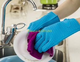 200pcs/lot Free Shipping 5 colors Heat Resistant Silicone Glove Cooking Baking BBQ Oven Pot Holder Mitt Kitchen