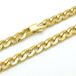 Curb Cuban Chain 100% Stainless Steel Necklace 18K Gold Fill Retro Jewelry Punk T and CO 6mm Width 18 - 36 Inches