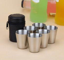 Wholesale Free Bag 6 Pieces 30ml Cups Set Stainless Steel Cups Wine Beer Whiskey Mugs Outdoor Travel Cup