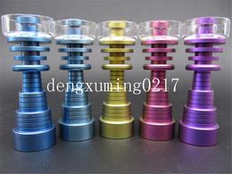 2016 on sale Colourful Domeless Titanium Nail 10mm 14mm 18mm Joint Rainbow 6 IN 1 Titanium Nail For Male and Female Glass bongs free shipping