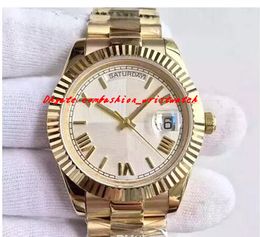 luxury watches new 18 ct gold 41mm automatic mechanical movement silver dial fluted bezel sport stainless steel buckle mens watch