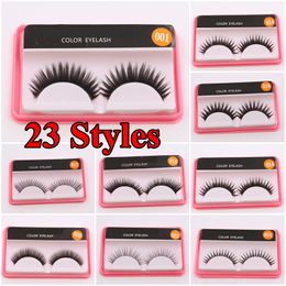 23 styles Eye lashes Natural Beauty Eye Makeup False Eyelashes Handmade False Eyelashes Nature long thick makeup lashes with packaging box