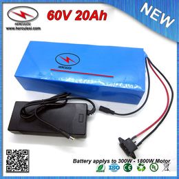 FREE SHIPPING (1PC) 1800W 60V 20Ah Ebike battery Lithium ion Battery 18650 Cells with PVC Case 16S 30A BMS +67.2V 2A Charger